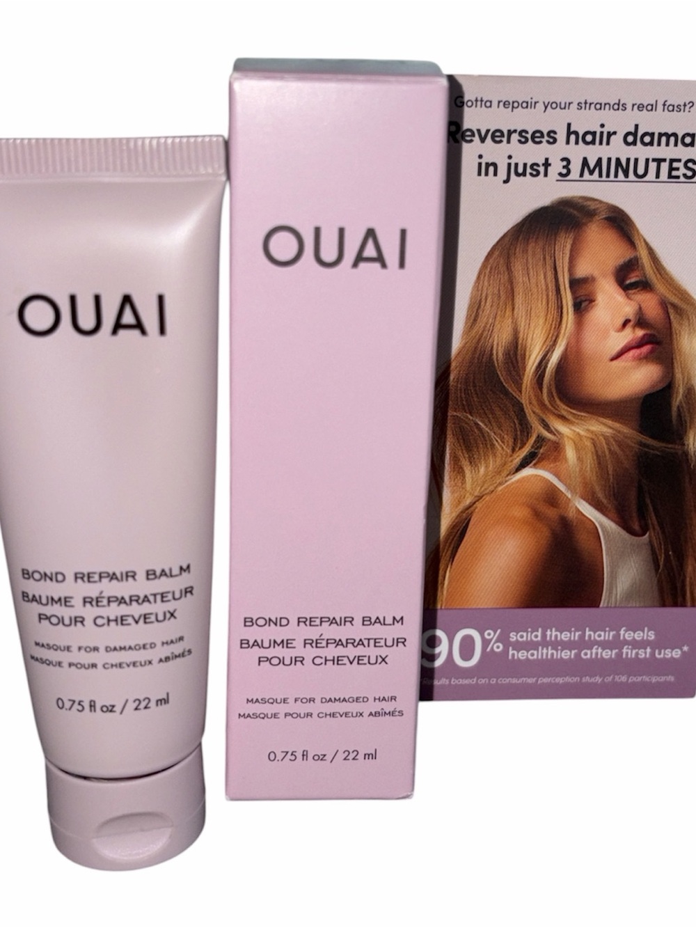 OUAI Pink Bond Repair Balm Travel Hair Masque
